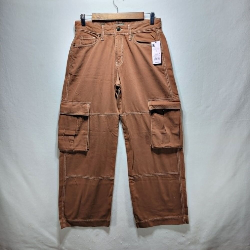 Wild Fable Womens Cargo Pants Size 6 Brown Rust Wide Leg High Rise Pocket NWT